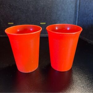 Vintage Tupperware‎ Bell Tumbler Kids Drinking Cups #109 Orange Colors Lot Of 2